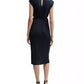Women's High-Shine Plissé Belted Sleeveless Dress