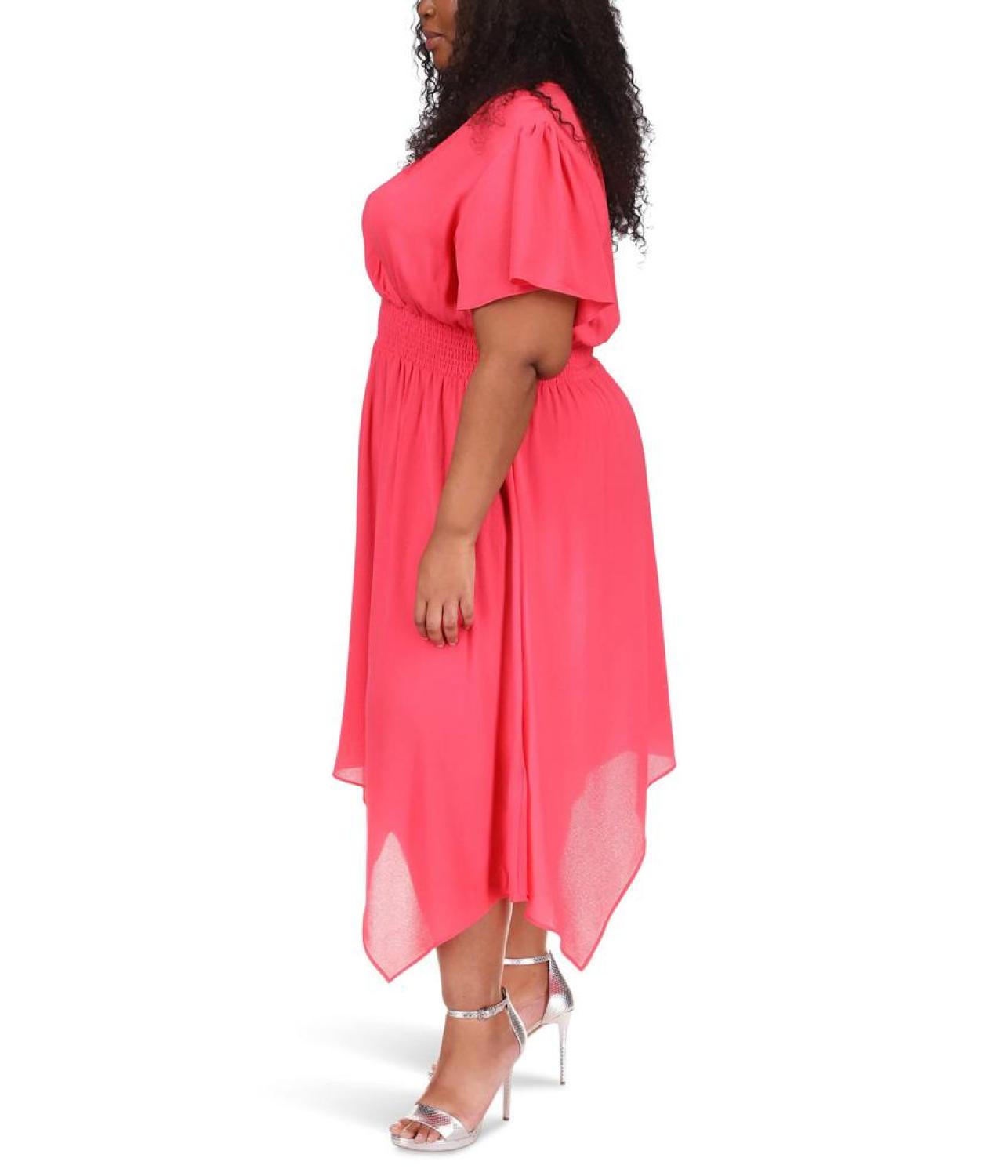 Plus Size Solid Hank Hem Dress