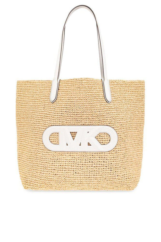 Michael Michael Kors Eliza Extra-Large Empire Logo Straw Tote Bag