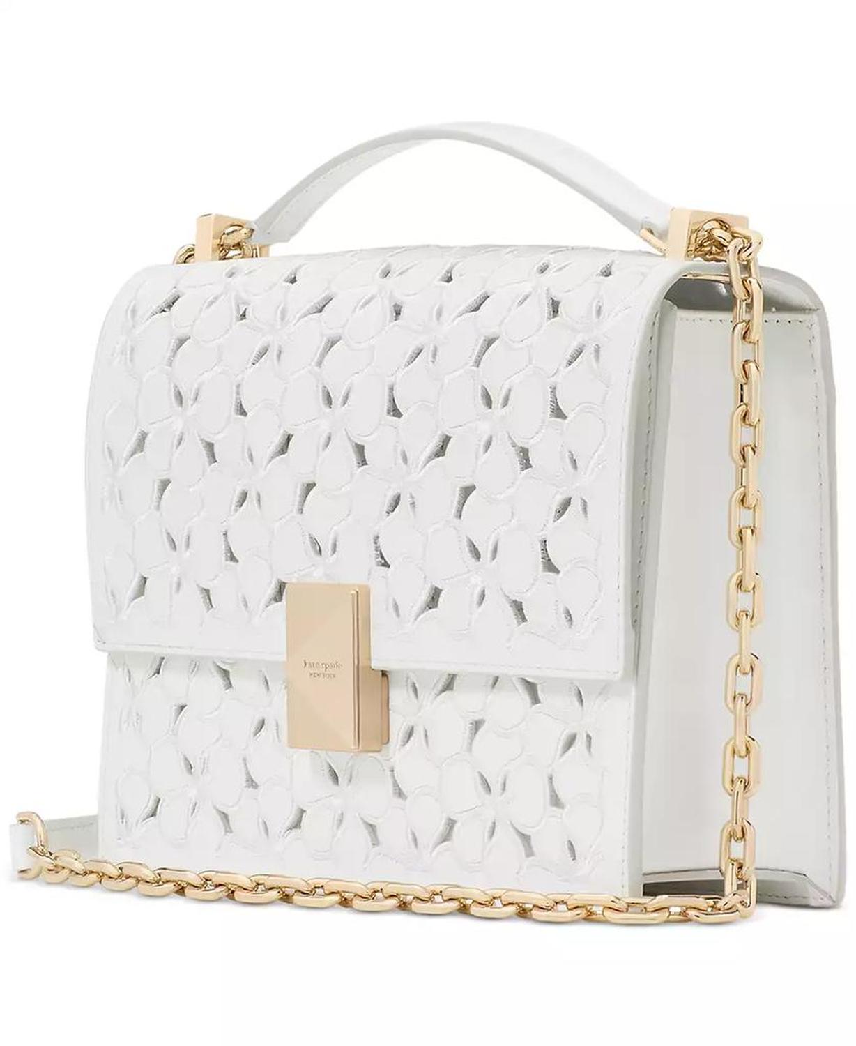 Deco Eyelet Chain Strap Leather Shoulder Bag