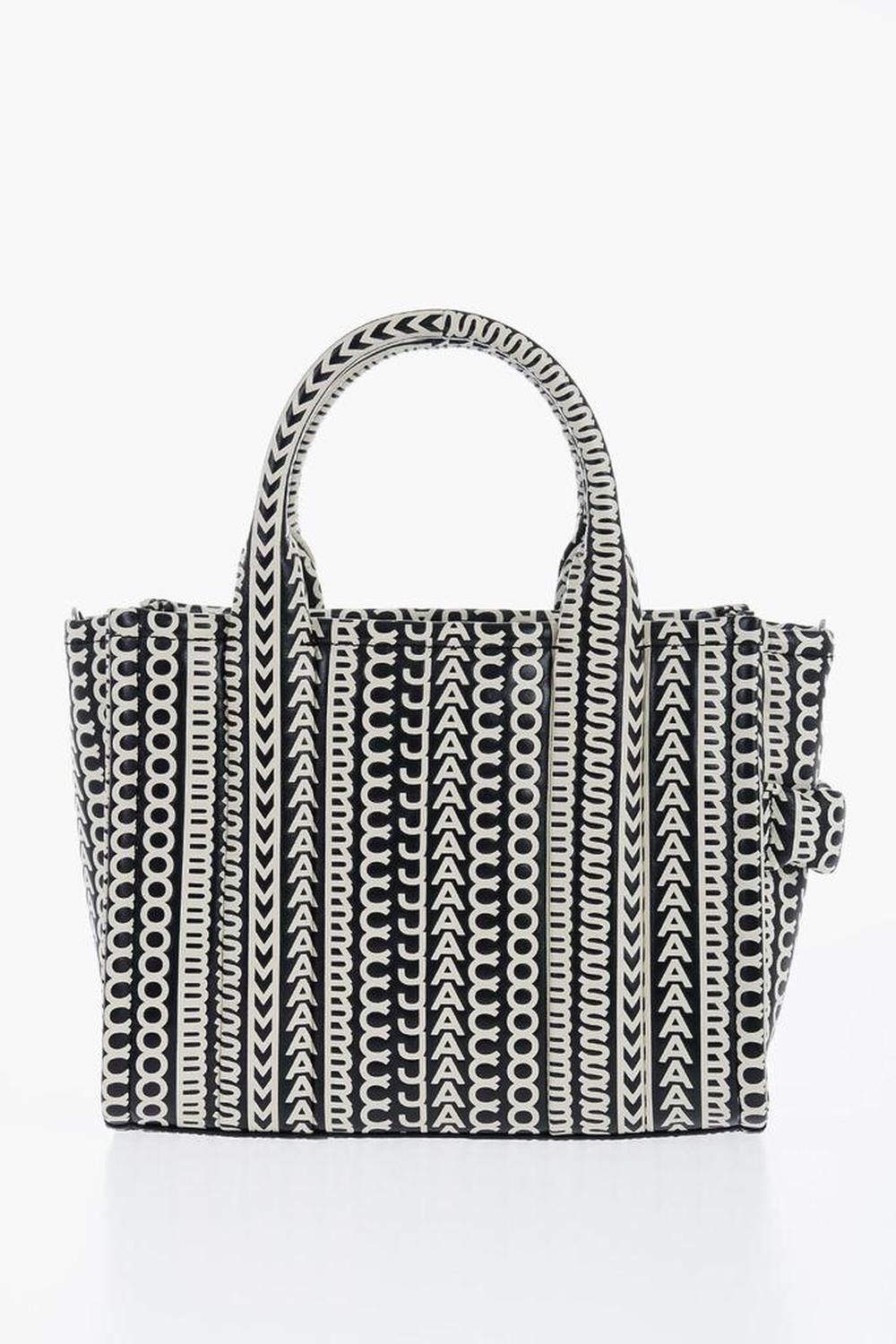 Printed Leather Tote Bag With Monogrammed Motif