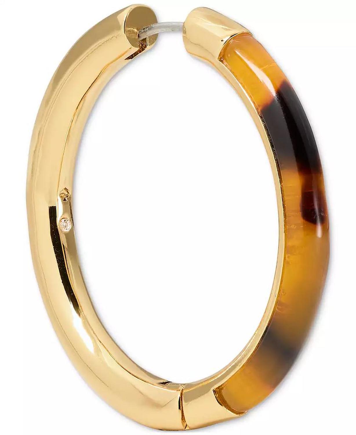 Gold-Tone Interlock Tortoise Medium Hoop Earrings, 1.34"