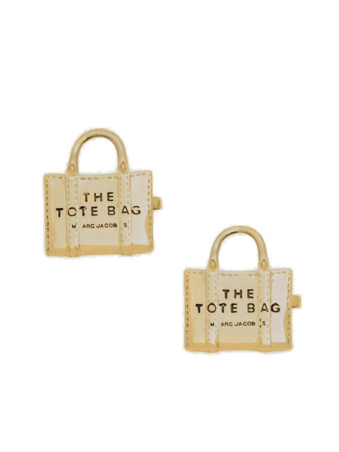 Marc Jacobs Tote Bag Logo Engraved Stud Earrings