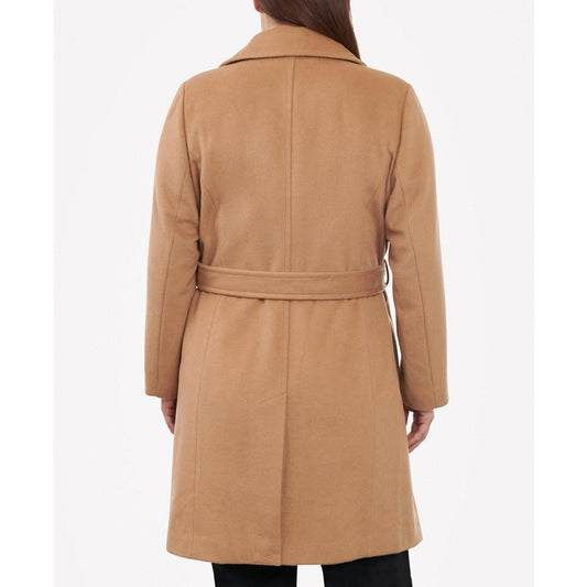 Women's Plus Size Belted Notched-Collar Wrap Coat