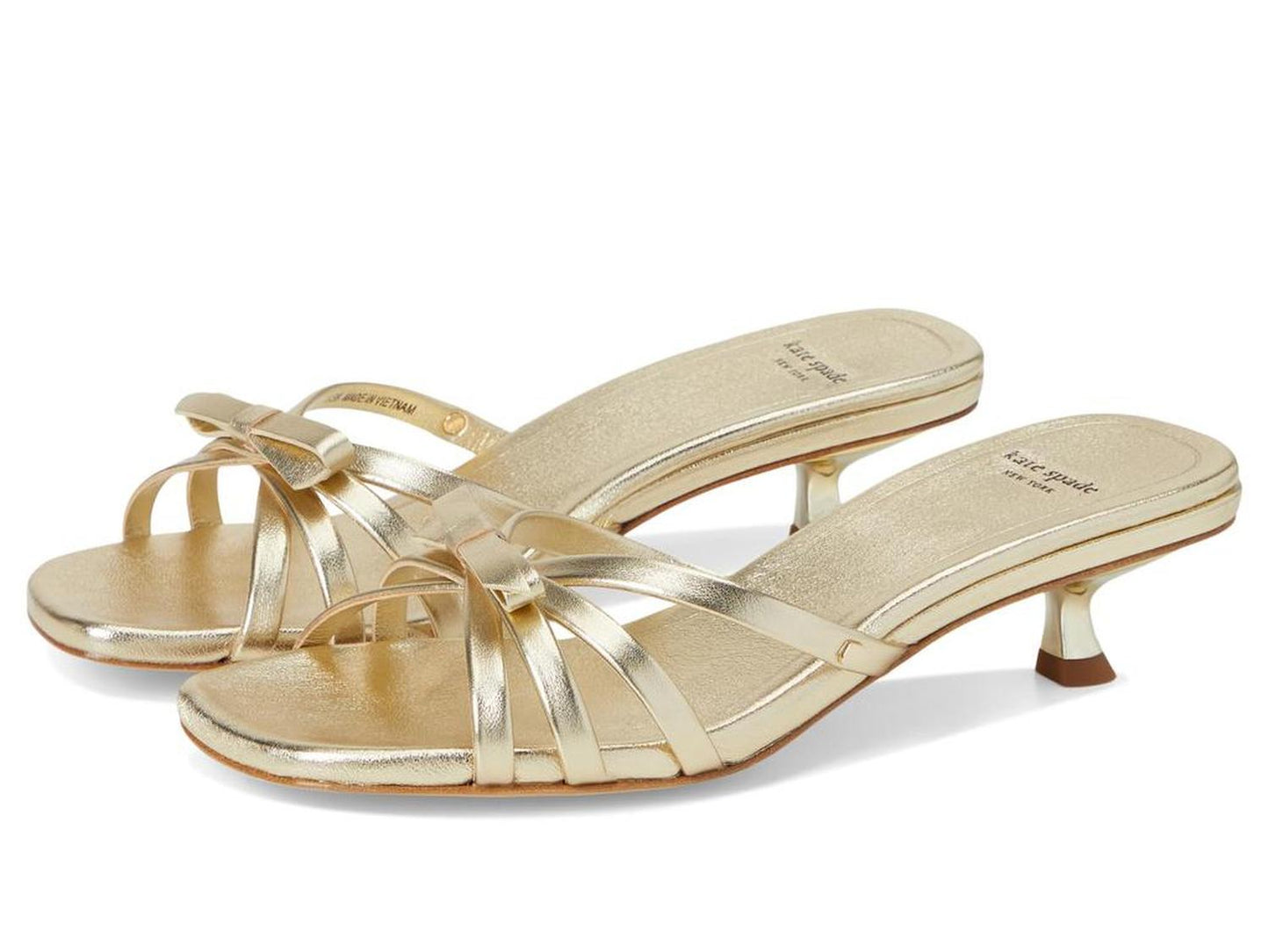 Carolina Metallic Leather Kitten Heel Sandal