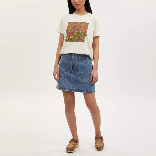 Coach Outlet Garden Floral Signature T Shirt In Organic Cotton