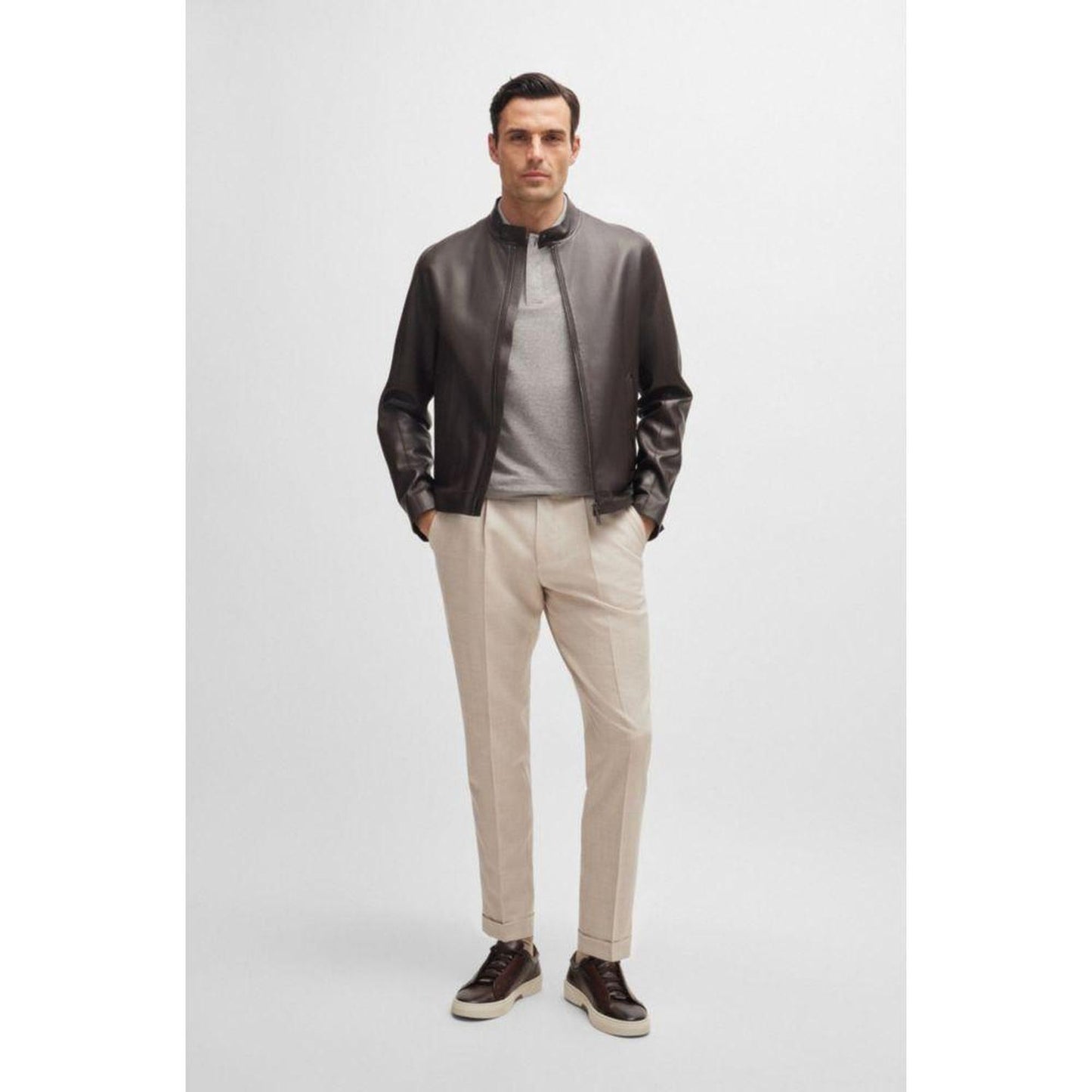 Regular-fit polo shirt in moulin cotton and silk