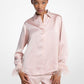 Feather Trim Satin Pajama Shirt