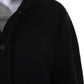 Sportmax Womens Navy Black Color Block Wool Mock Neck Long Sleeve Coat