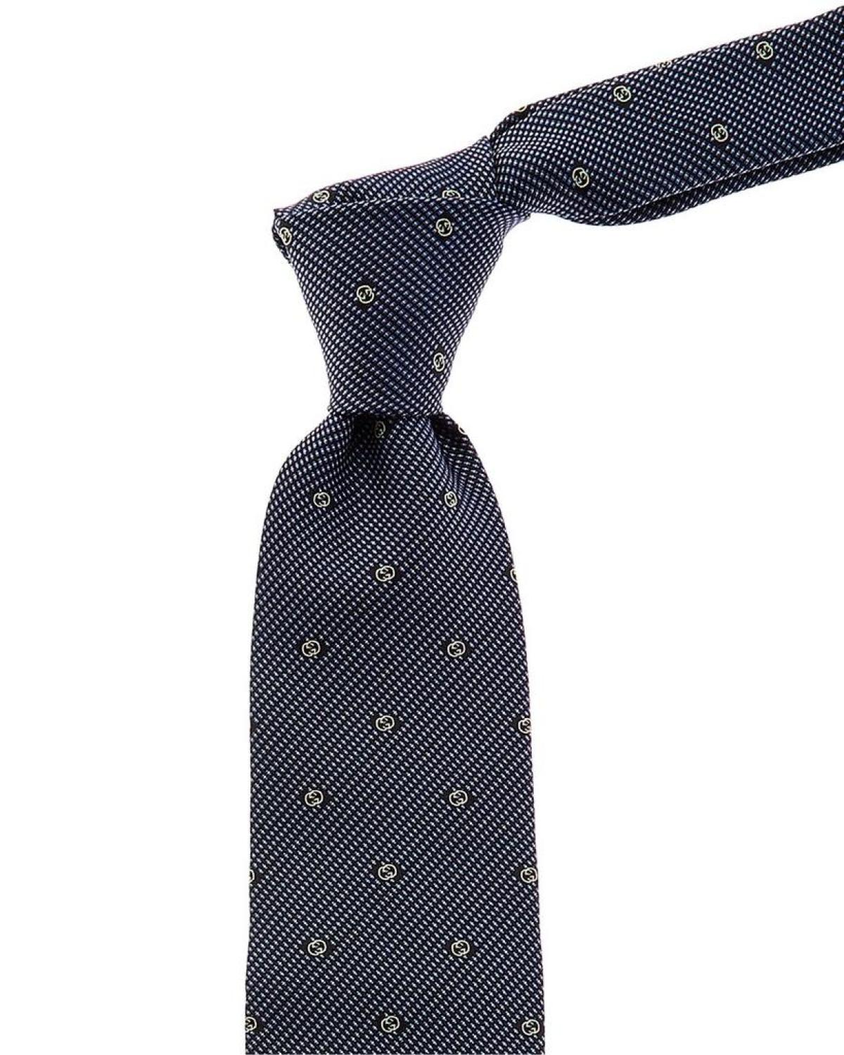 Gucci Navy Interlocking G Silk Tie