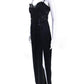 Marchesa Notte Womens Back Zip Side Slit Satin Embellished Gown Navy