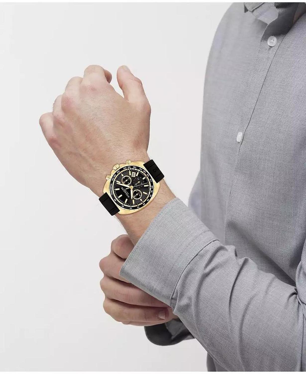 Men's Charter Black Silicone Strap Watch 44.5mm