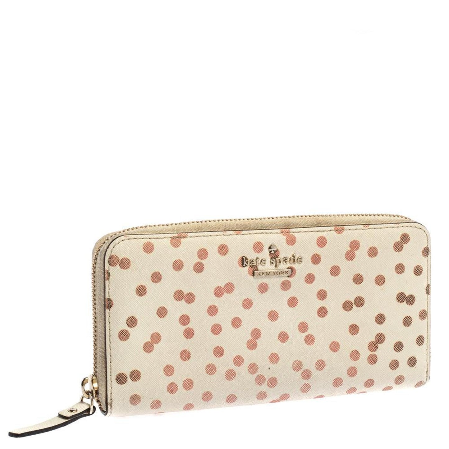 Kate Spade White/red Polka Dots Zip Around Wallet