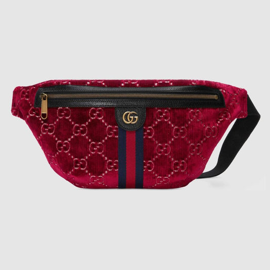 Gucci Gg Monogram Velvet Belt Bag In Cipria