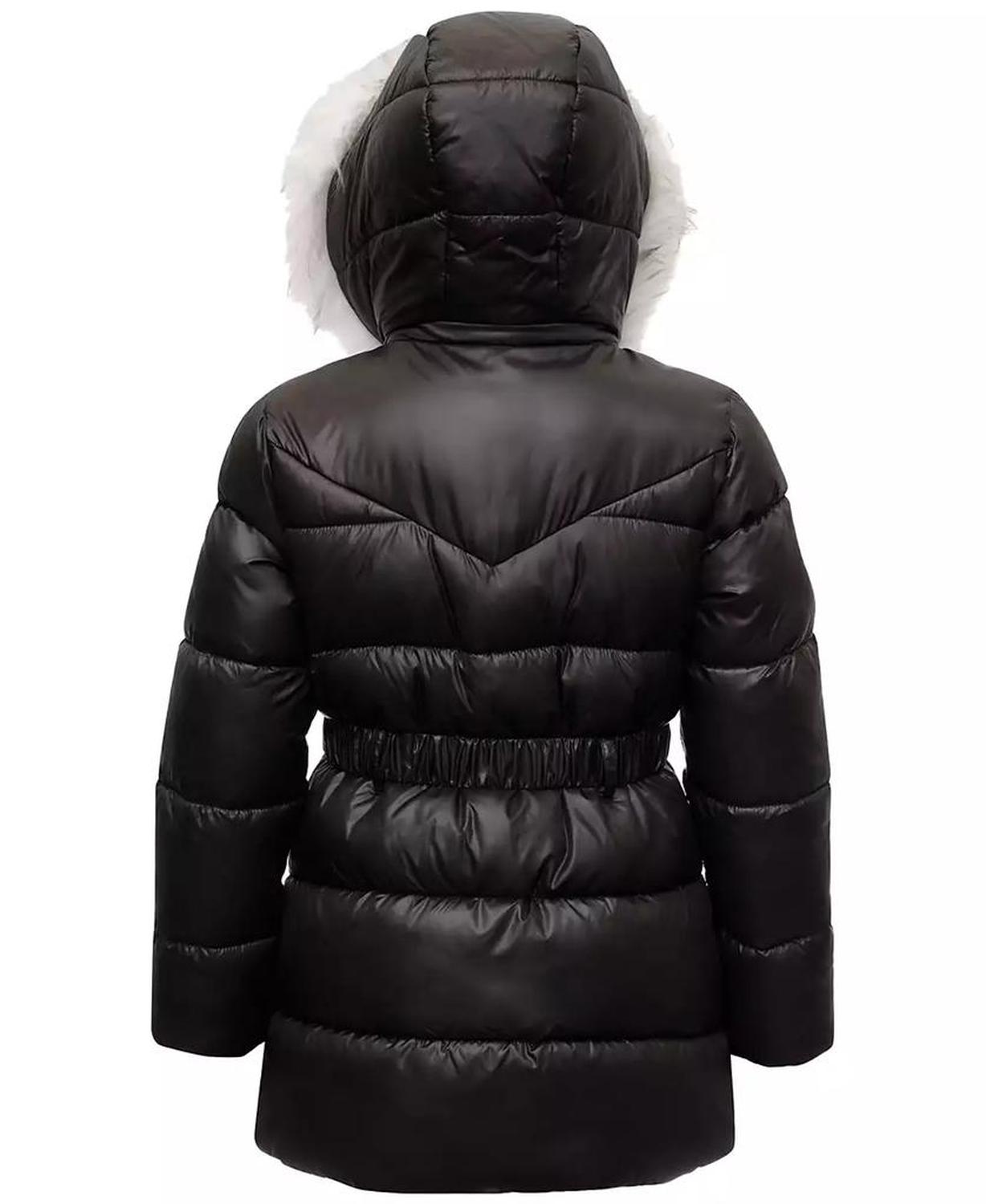 Michael Kors Toddler & Little Girls Belted Stadium Puffer Jacket with Faux-Fur Trim