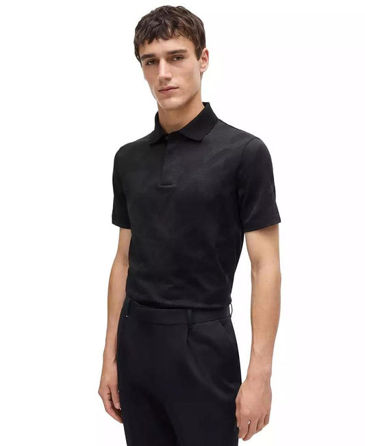 Men's Houndstooth Jacquard Slim-Fit Polo Shirt
