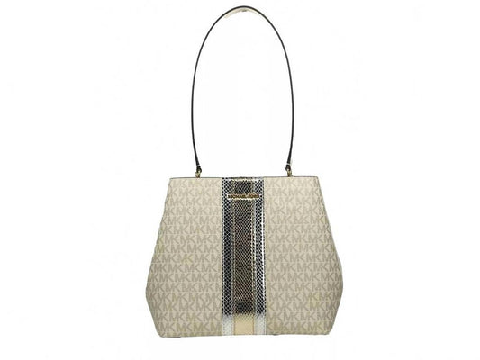 Medium Pratt Bucket Shoulder Bag Purse In Pale Gold/cream