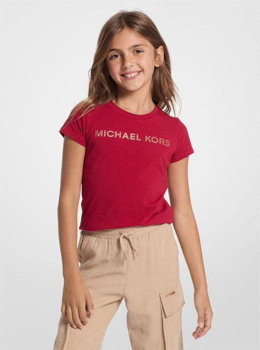 Metallic Printed Stretch Cotton T-Shirt
