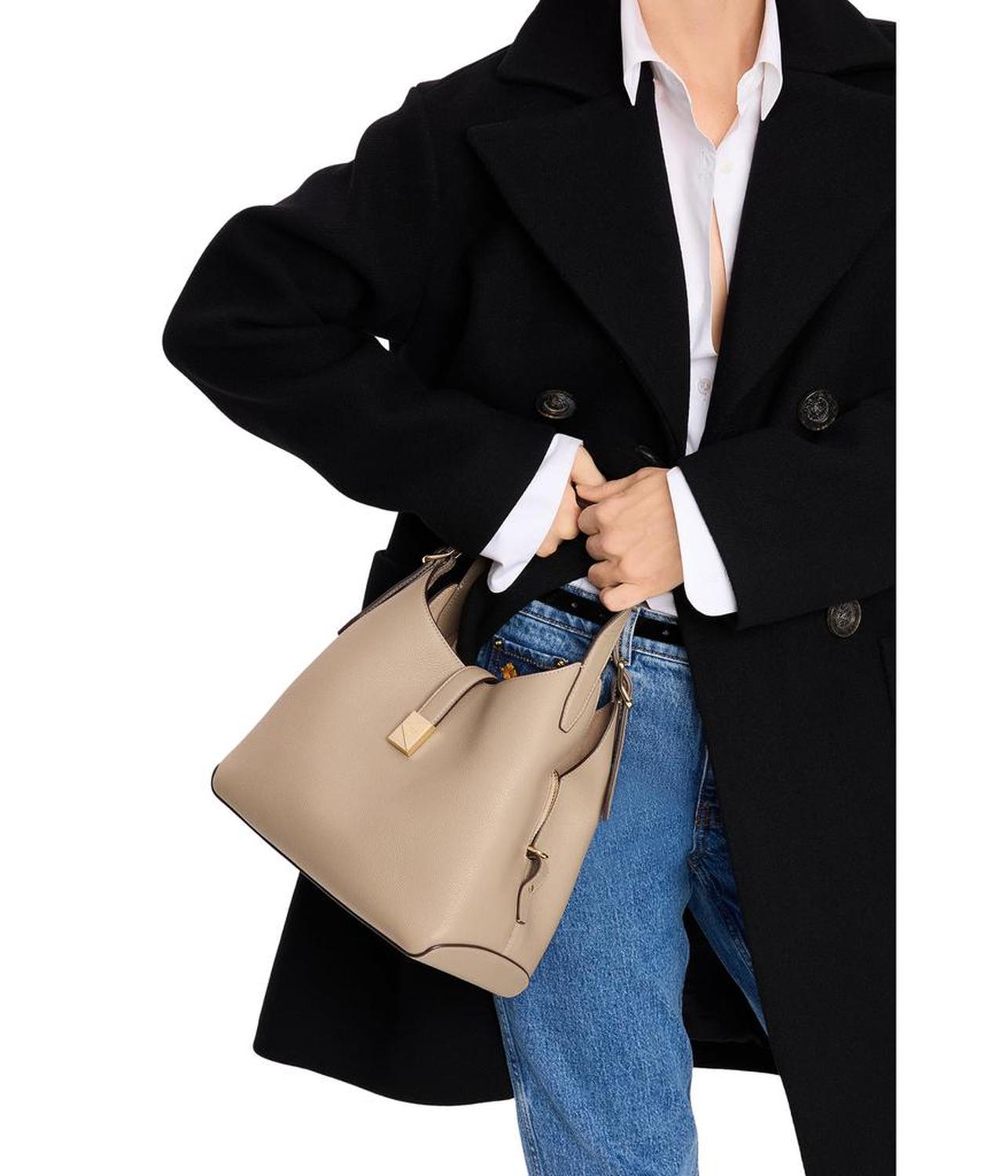 Deco Pebbled Leather Medium Crossbody Tote