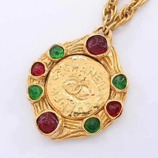 Coco Mark Necklace Gp Gripoix Gold Multicolor Vintage