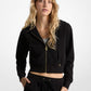 Logo Jacquard Charm Jacquard Cropped Zip-Up Hoodie