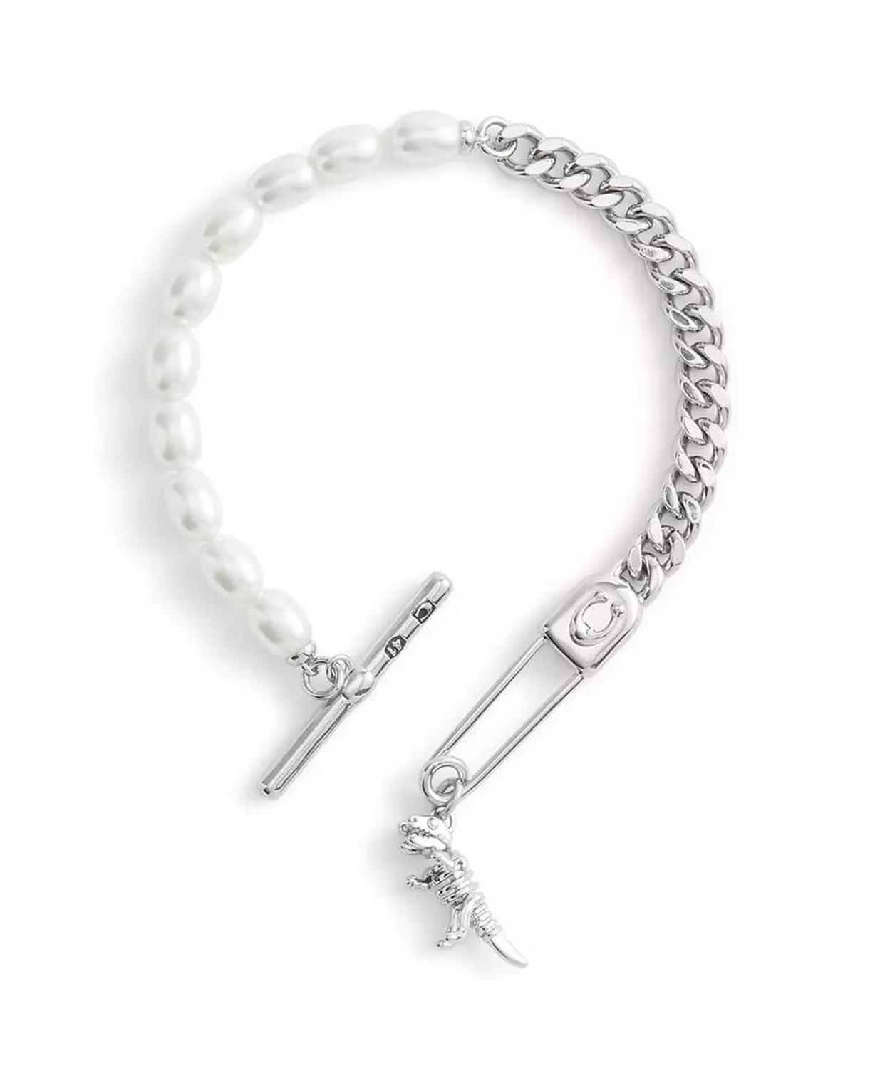 Faux Cultivated Pearl Signature Rexy Safety Pin Strand Bracelet