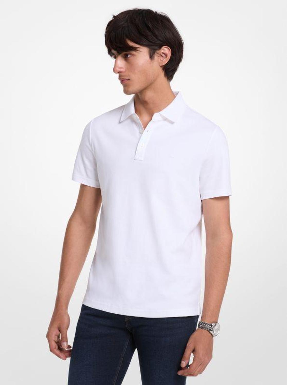 Cotton and Mesh Collar Polo Shirt