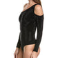 Crystal Cold Shoulder Cashmere-Blend Bodysuit