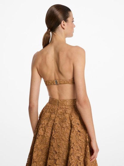 Hand-Embroidered Floral Lace Bandeau Top