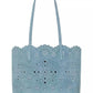 Do It All Spade Flower Perforated Denim Large Tote Bag