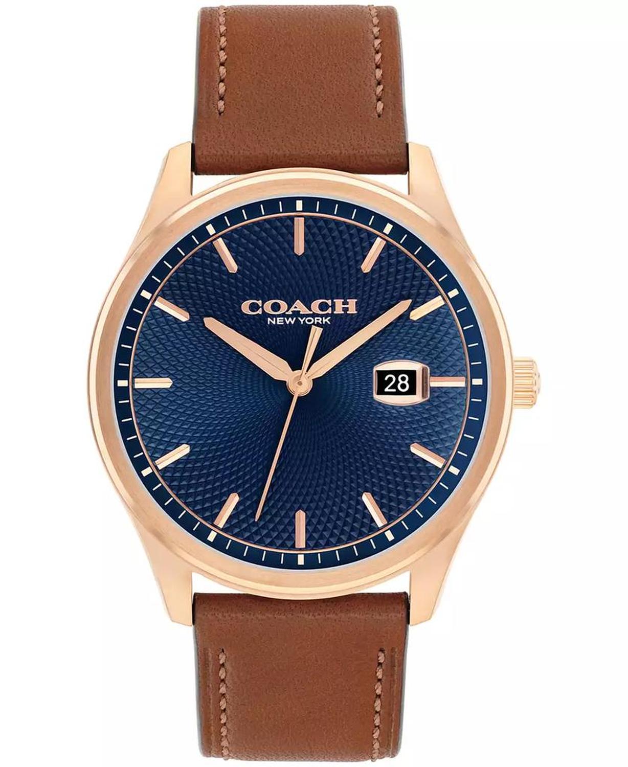 Men's Oliver Saddle Leather Calfskin Strap Watch, 41mm