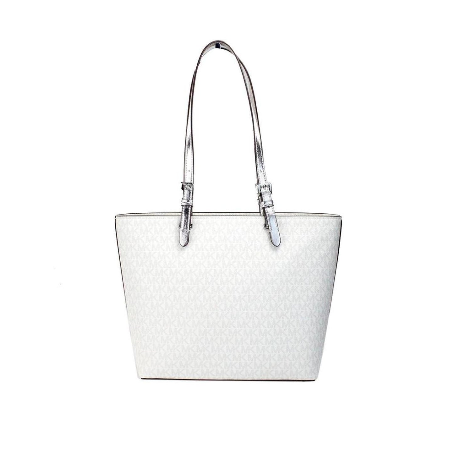Michael Kors Jet Set Medium Optic  Signature PVC Double Pocket Tote Women's Bag