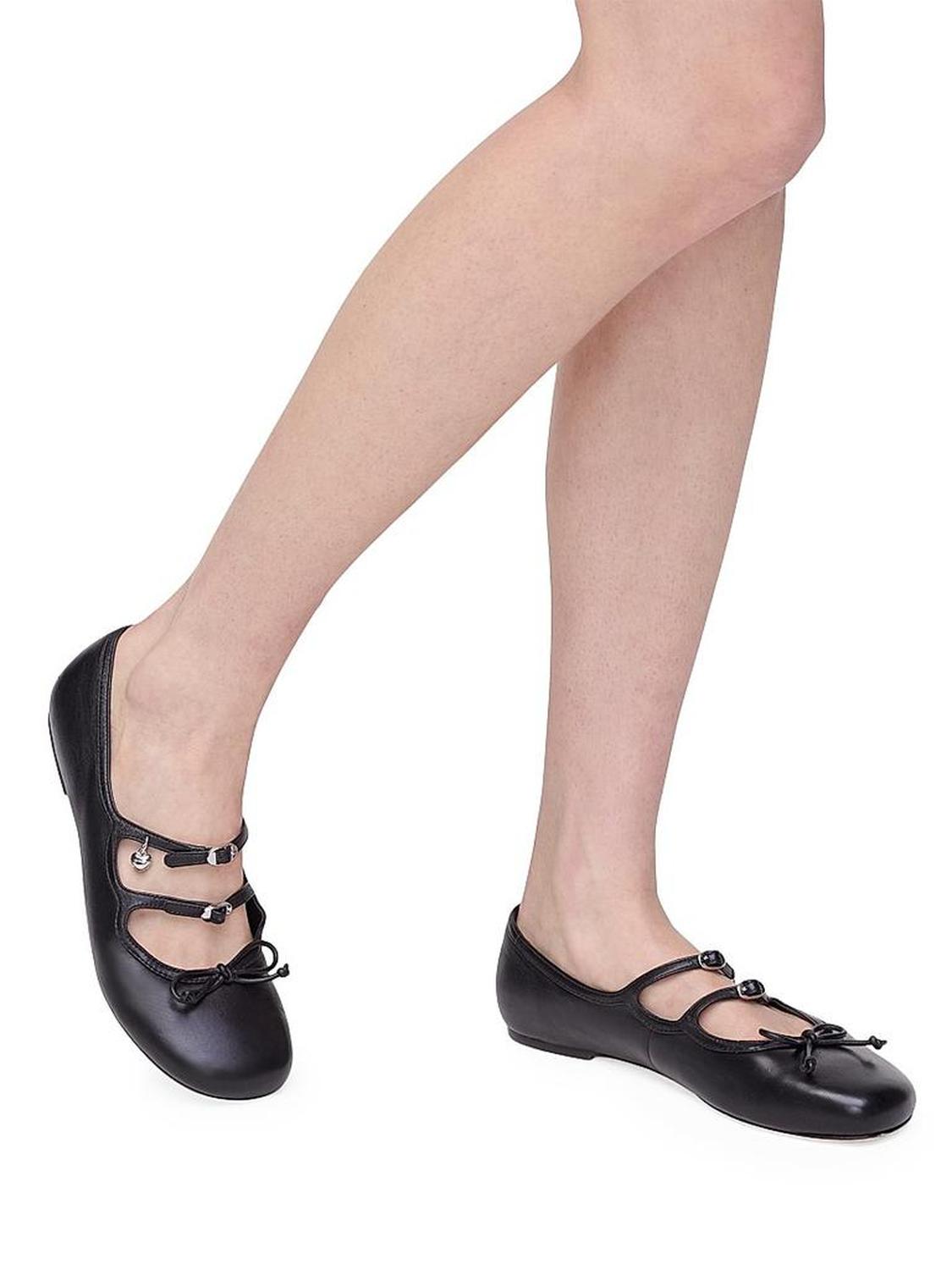 The Kiki Bow-Detail Leather Ballerina Flats