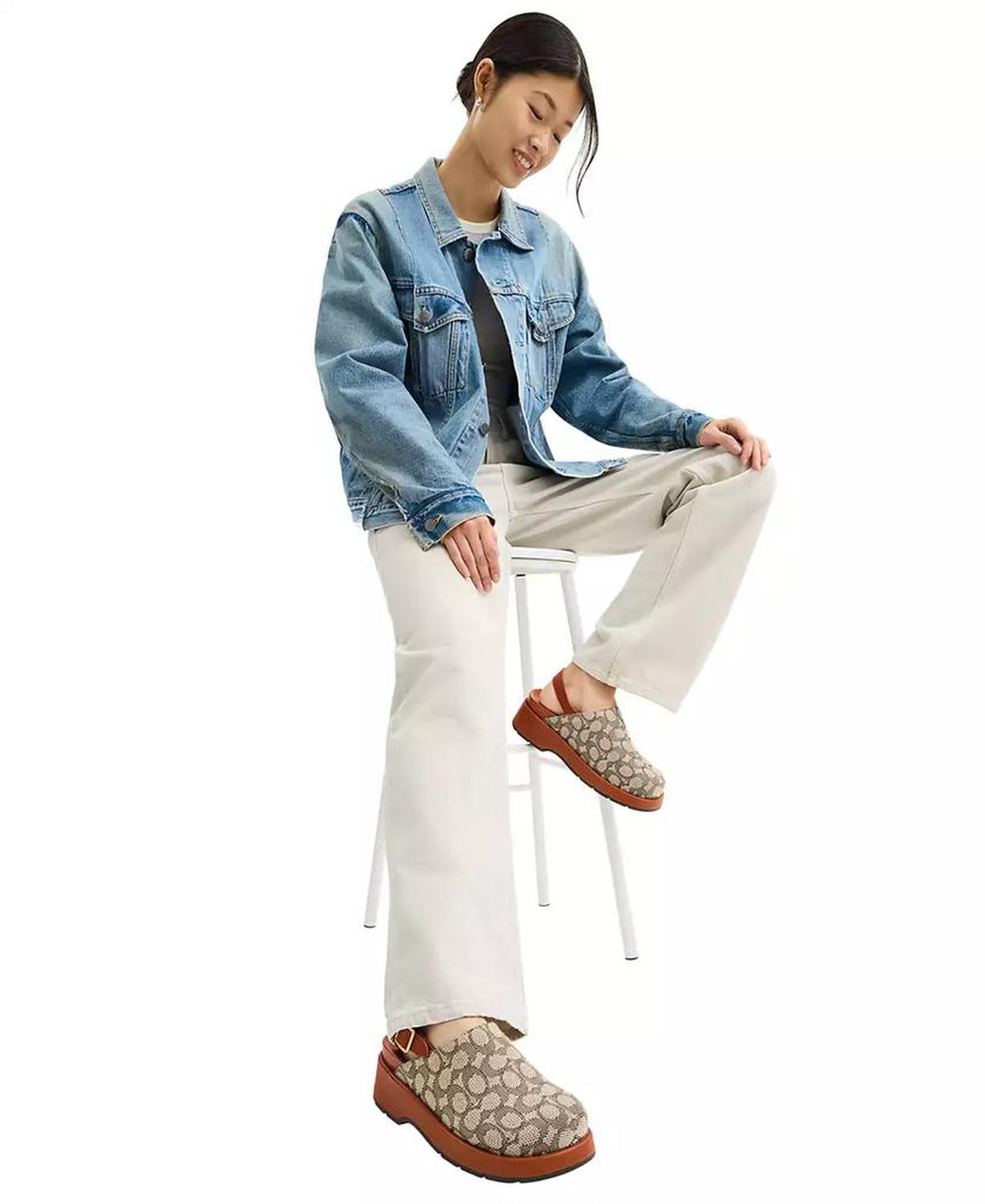 Women's Sculpted C Signature Jacquard Logo Platform Clogs