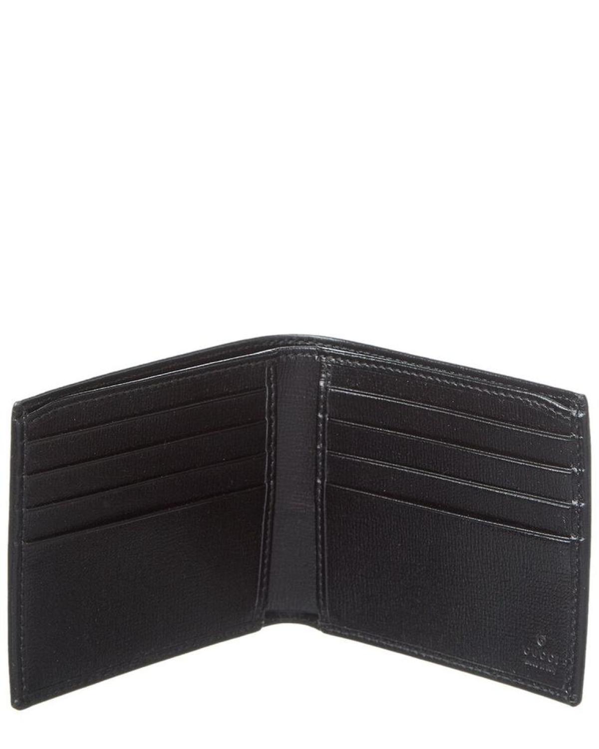 Gucci Interlocking G GG Supreme Canvas & Leather Bifold Wallet