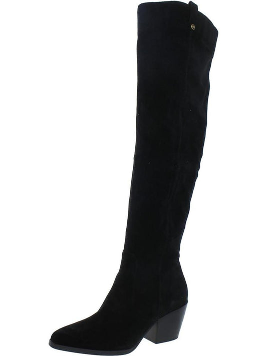 Womens Suede Pointed Toe Over-The-Knee Boots