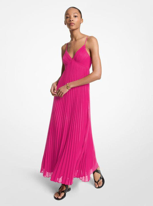 Pleated Georgette Maxi Dress