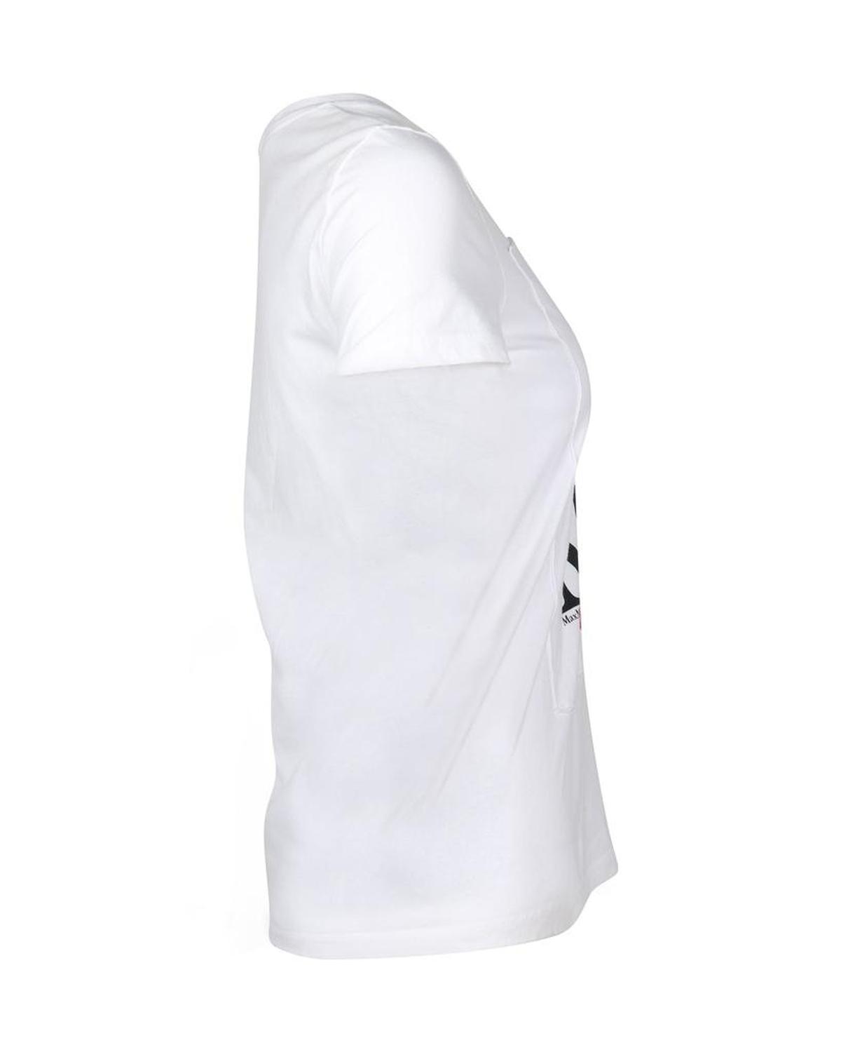 Maxmara Humor Logo-Print T-shirt in White Cotton Jersey
