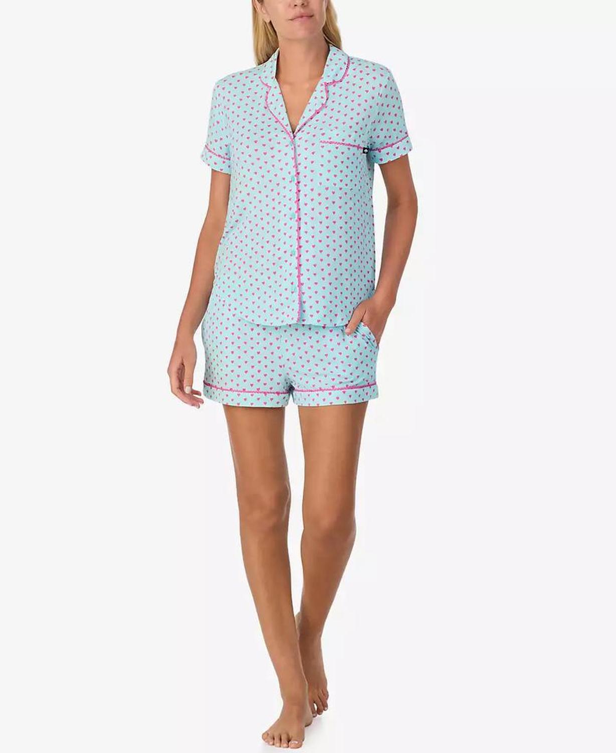 Women's 2-Piece Sleepwear Short-Sleeve Shirt and Pajama Shorts Set
