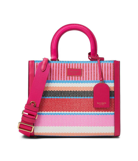 Manhattan Striped Woven Straw Small Tote