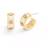 Signature Faux Stone Tea Rose Enamel Huggie Hoop Earrings