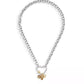 Faux Stone Signature Charm Carabiner Heart Necklace