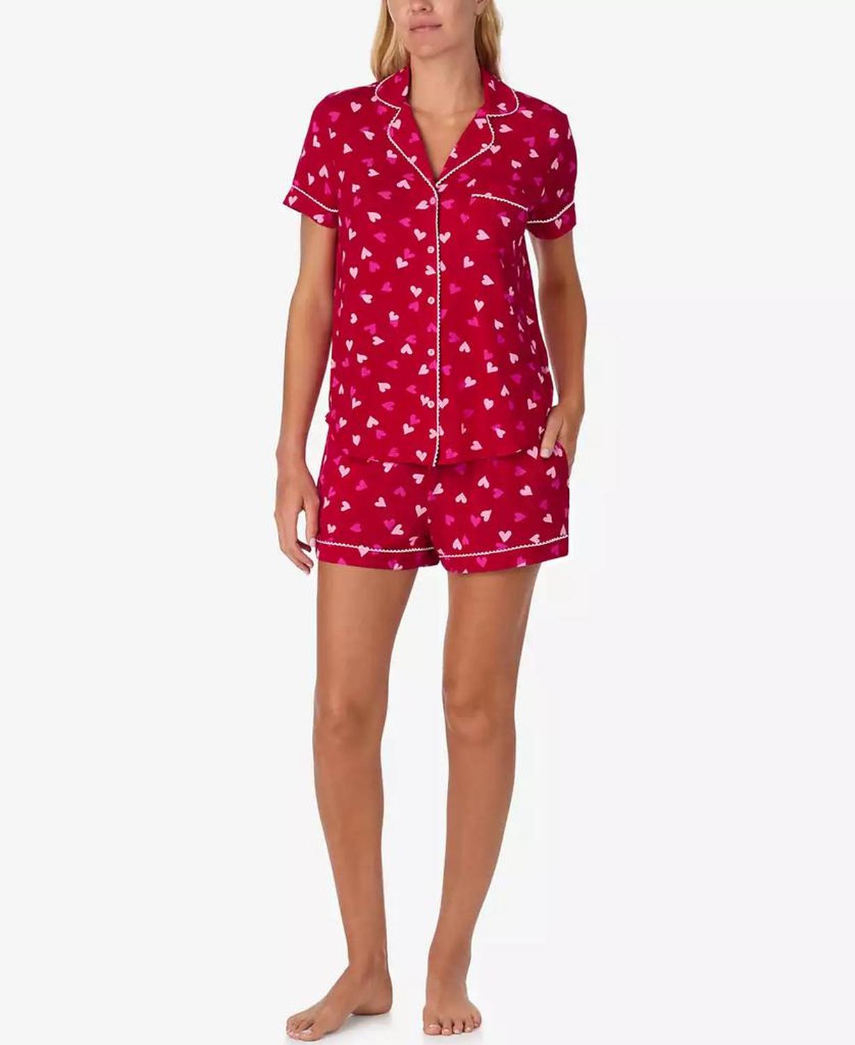 Women's 2-Piece Sleepwear Short-Sleeve Shirt and Pajama Shorts Set