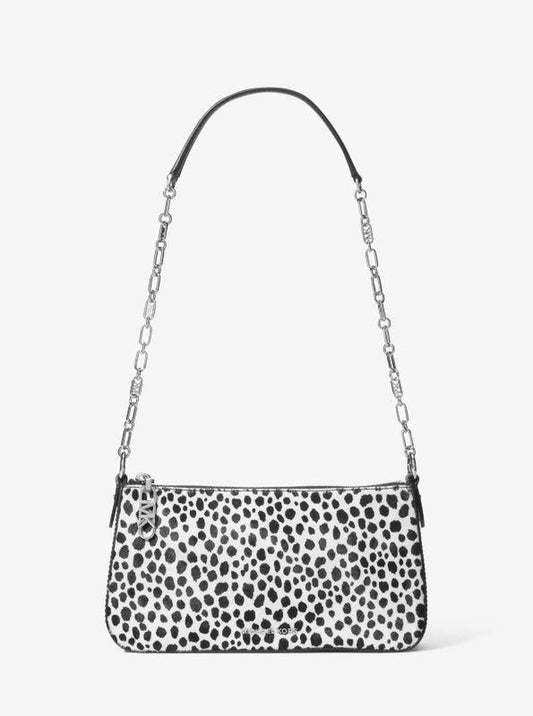 Empire Medium Cheetah Print Calf Hair Chain-Link Pochette