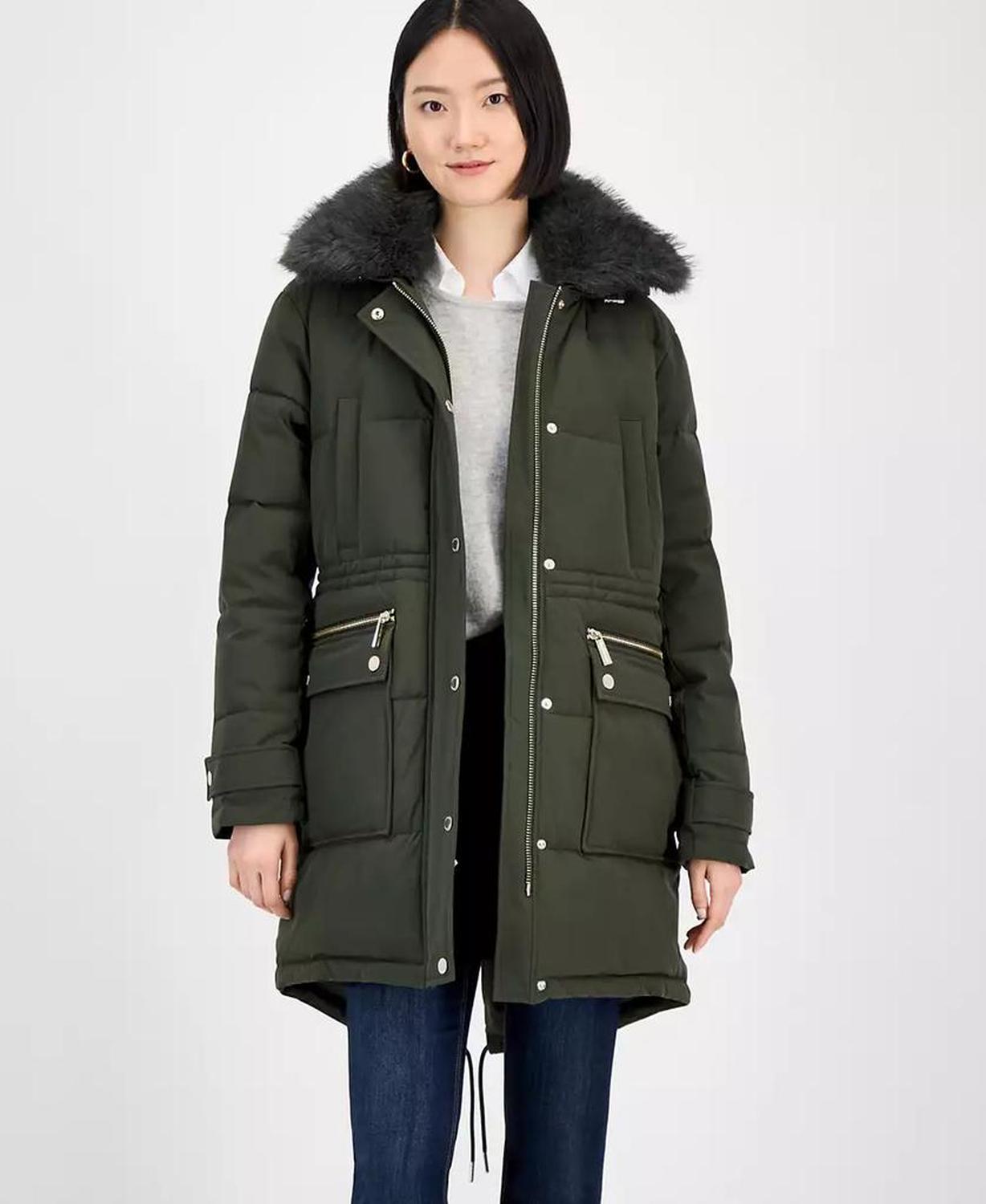 Women's Faux-Fur-Trim Hooded Puffer Coat