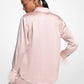 Feather Trim Satin Pajama Shirt
