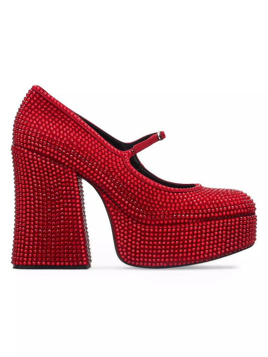 Kiki Crystal-Embellished Suede Mary Jane Platform Pumps