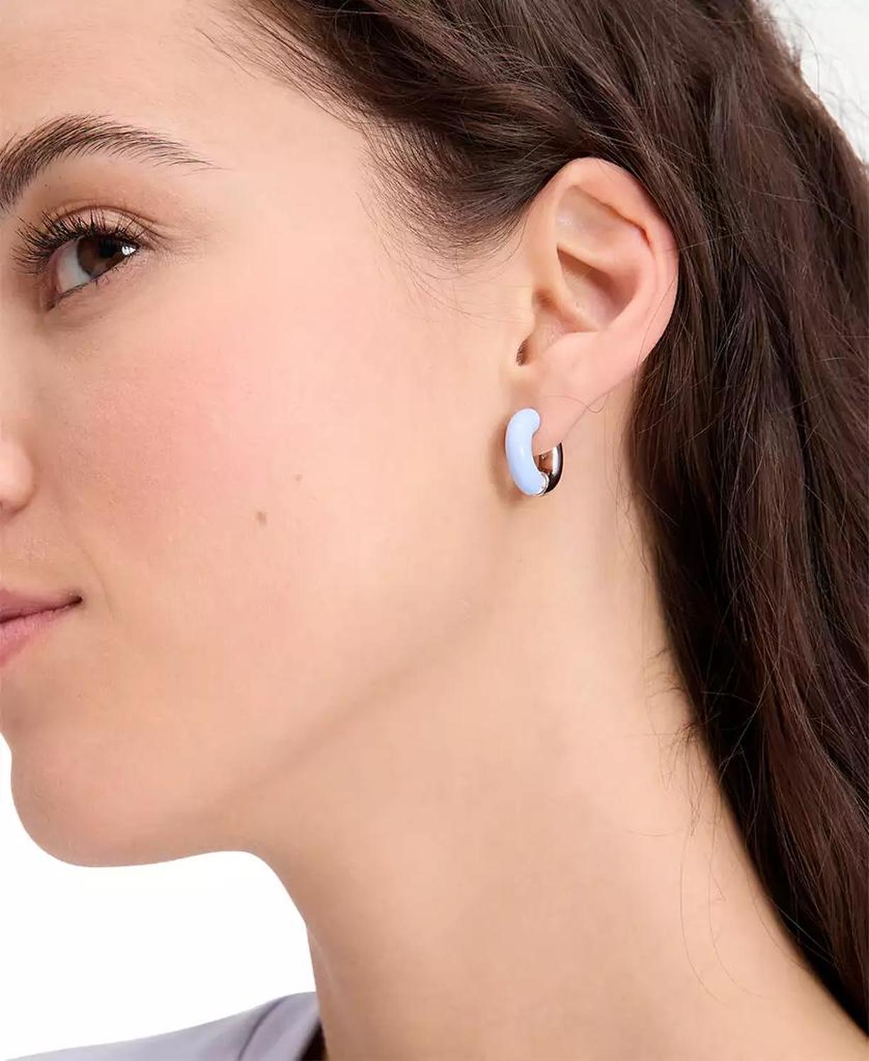 Small Crystal Hoop Earrings, 0.65"