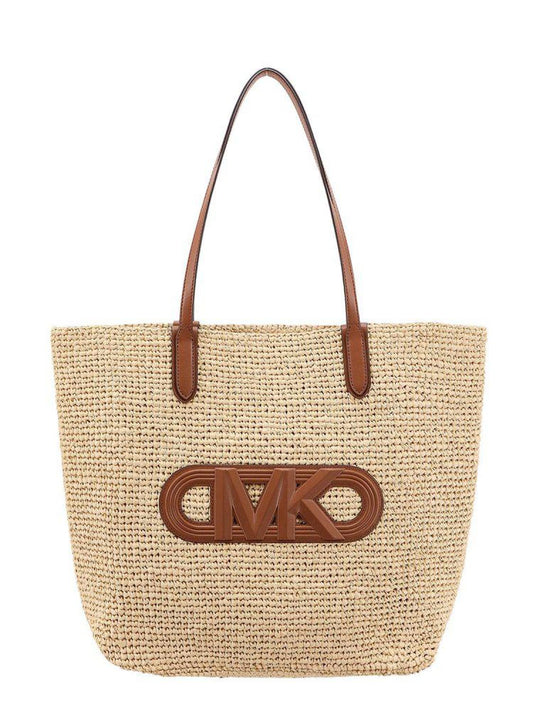 Michael Michael Kors Eliza Extra-Large Empire Logo Straw Tote Bag