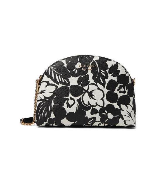 Morgan Tropical Foliage Printed Pvc Double Zip Dome Crossbody